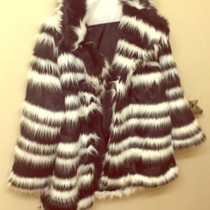 Black and white faux fur jacket